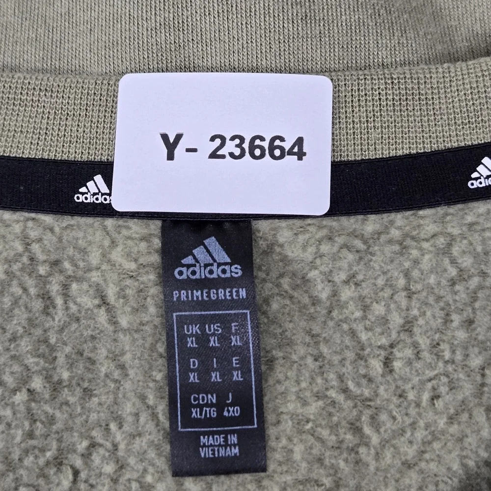 Adidas‎ Men Sweatshirt XL Olive PRIMEGREEN Logo Stripe Long Sleeve